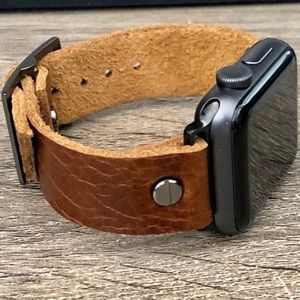 Cognac Brown Space Black Apple Watch Leather Band